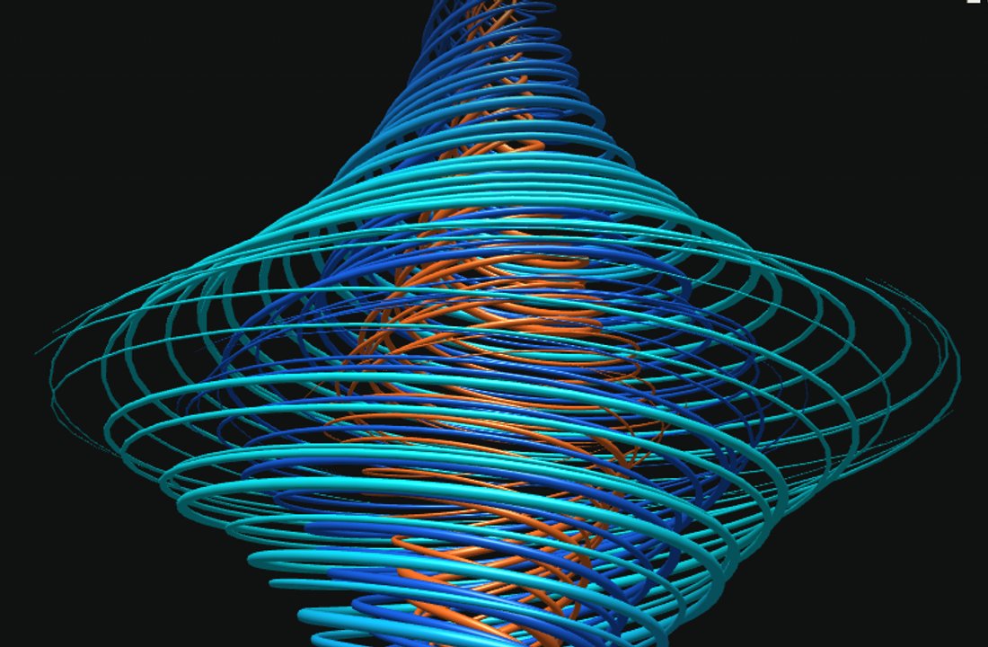 Luminous streamlines around a concentrating vortex
